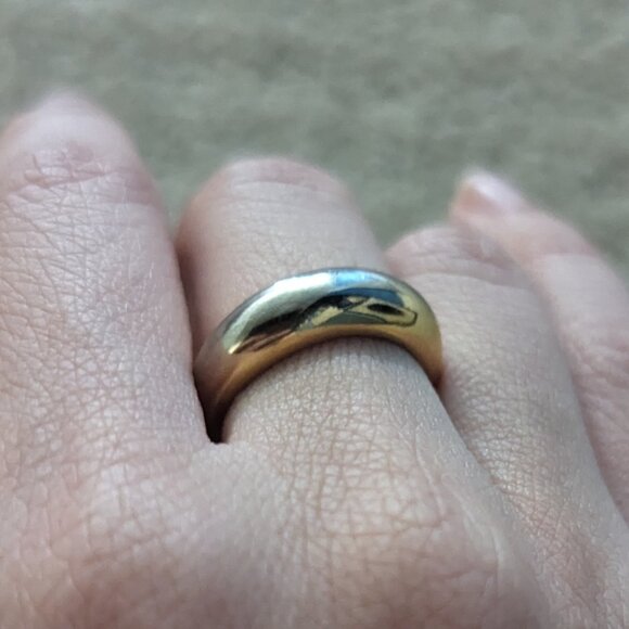 Gold plate dome ring size 6 - Picture 1 of 2